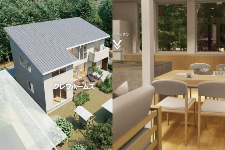 展示場内覧ページ展示場ページから、各社のバーチャルモデルハウスの内覧ページに遷移します。
モデルハウスの特徴や強みを、お客様に伝えることができます。