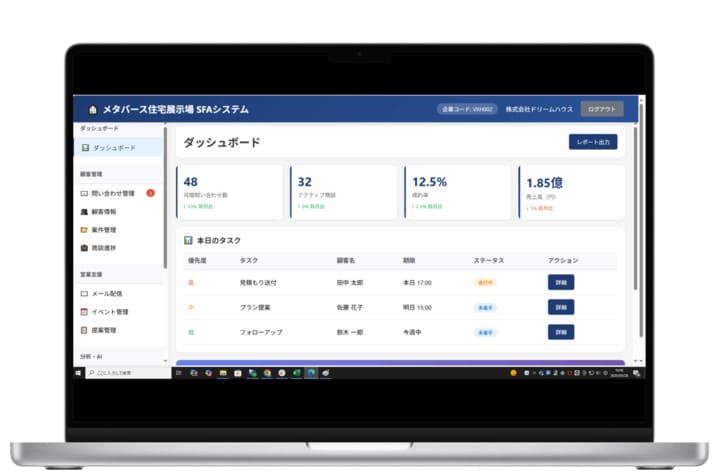 本日の予定・今後の進捗など表示されるのでミスなどを軽減